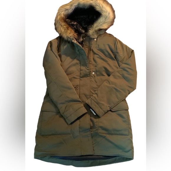 NWT Abercrombie & fitch Womens parka winter coat faux fur hoodie in olive size S - Picture 2 of 9